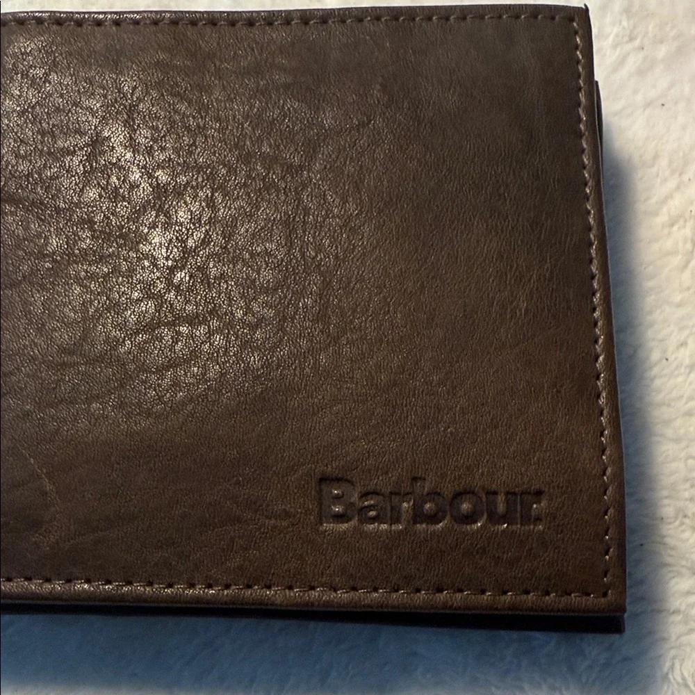 Barbour Dark Brown Leather Wallet and Key & Card Holder Set-never used